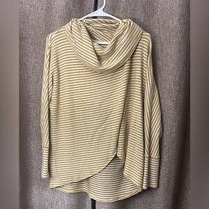 Anthropologie Cowl Neck Sweater - Cream and Yellow Stripes